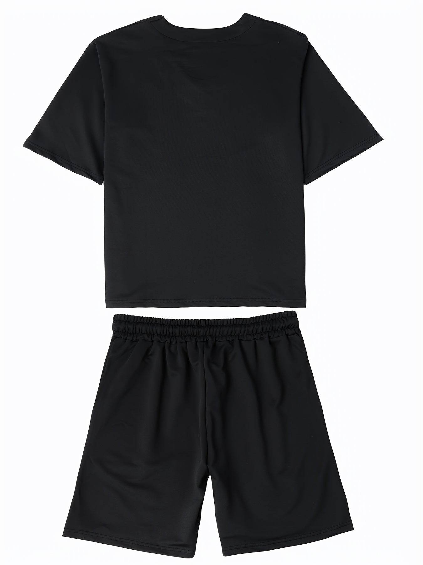 Summer Men's Casual V-Neck T-Shirt & Shorts Set - Trendy Polyester Outfit - Buy Center US