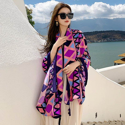 Sanya Seaside Women's Shawl Scarf - Warm & Sunshade for All Seasons - Buy Center US