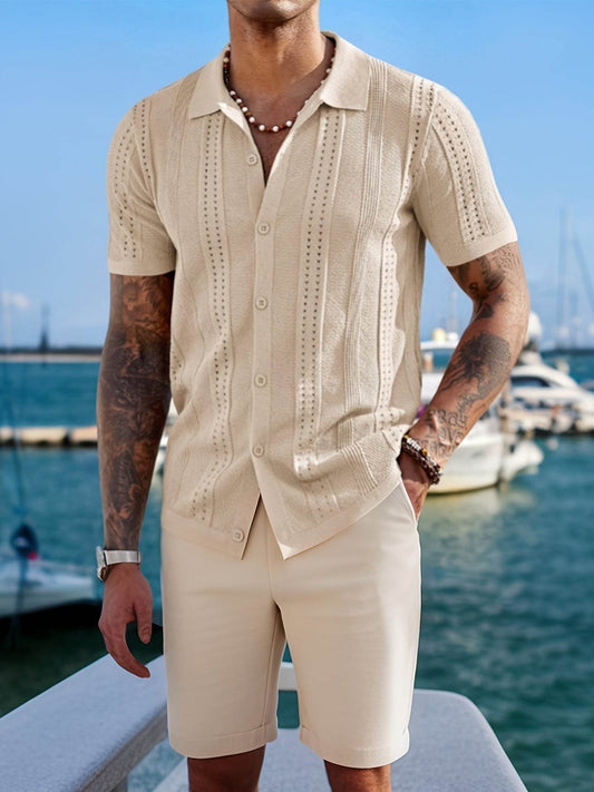 Men’s Casual Summer Knit Polo & Shorts Set - Breathable Lightweight Polyester - Buy Center US