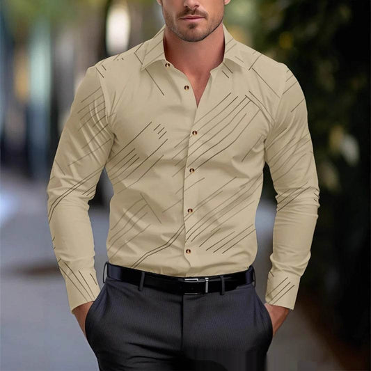 Buycenter Men's Diagonal Striped Shirt - Casual Plus Size Loose Fit - Buy Center US