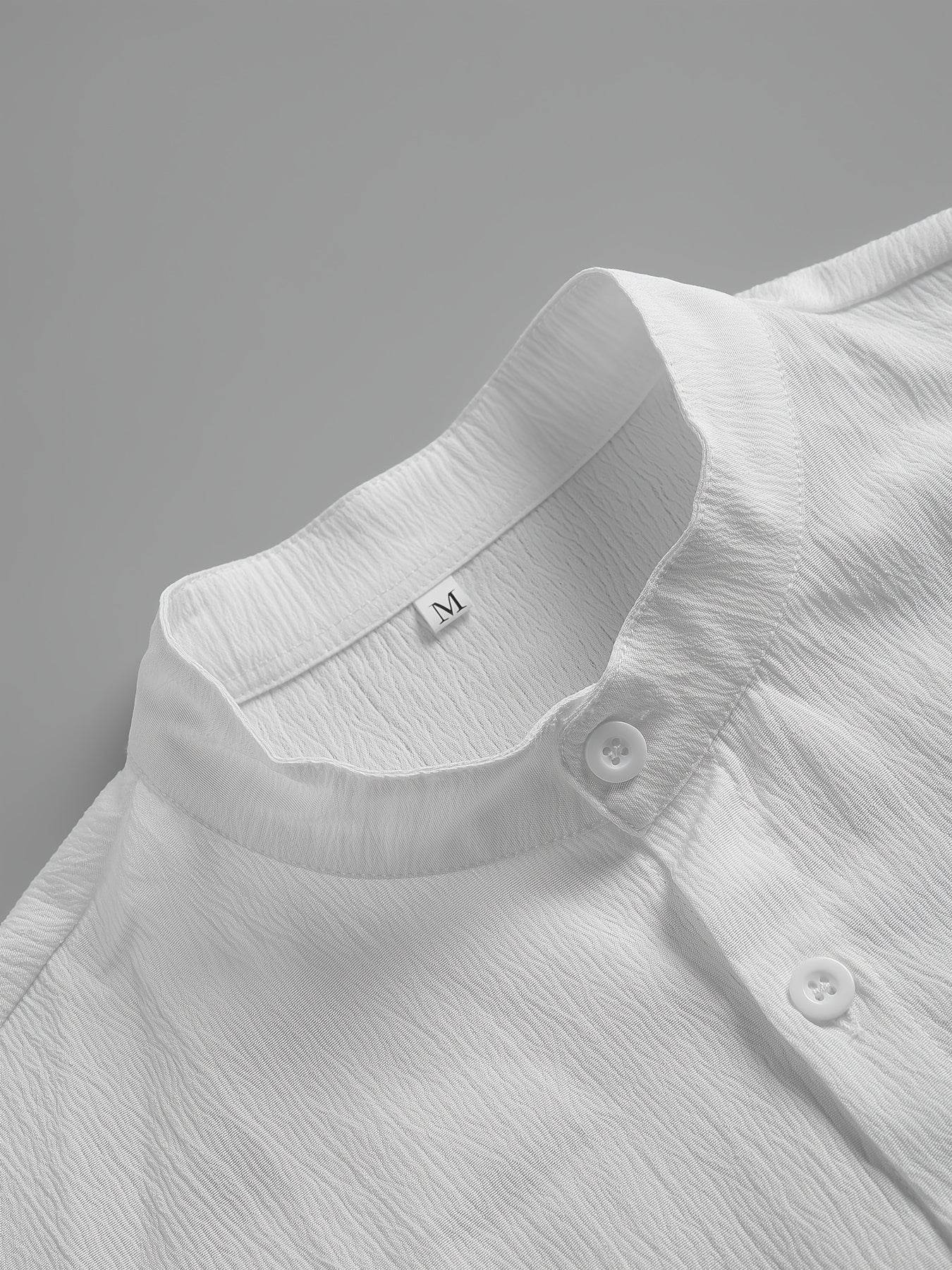 Lightweight Washed Textured Short Sleeve Shirt & Solid Pants Set - Buy Center US