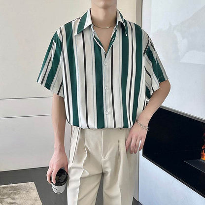 Casual Ruffian Handsome Top for Men - Loose Fit, Stylish Pointed Collar - Buy Center US