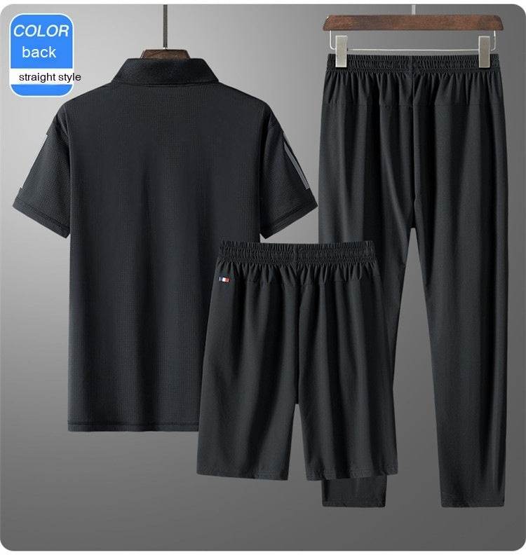 Buycenter Men's Summer Sports Suit - Ice Silk, Casual & Comfortable - Buy Center US
