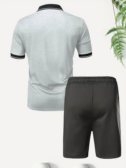 Men's Casual Short Sleeve Shirt & Drawstring Shorts Set - Summer Fashion - Buy Center US