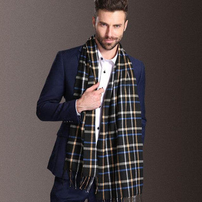 Buycenter Men's Winter Shawl Scarf - Warm Tartan Style for Spring & Autumn - Buy Center US