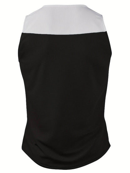 Men's Vintage Waffle Texture Tank Top - Black & White, V-Neck Style - Buy Center US