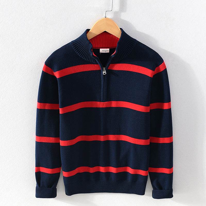 Men's Cotton Wool Half Zipper Sweater - Casual Slim Fit Pullover - Buy Center US
