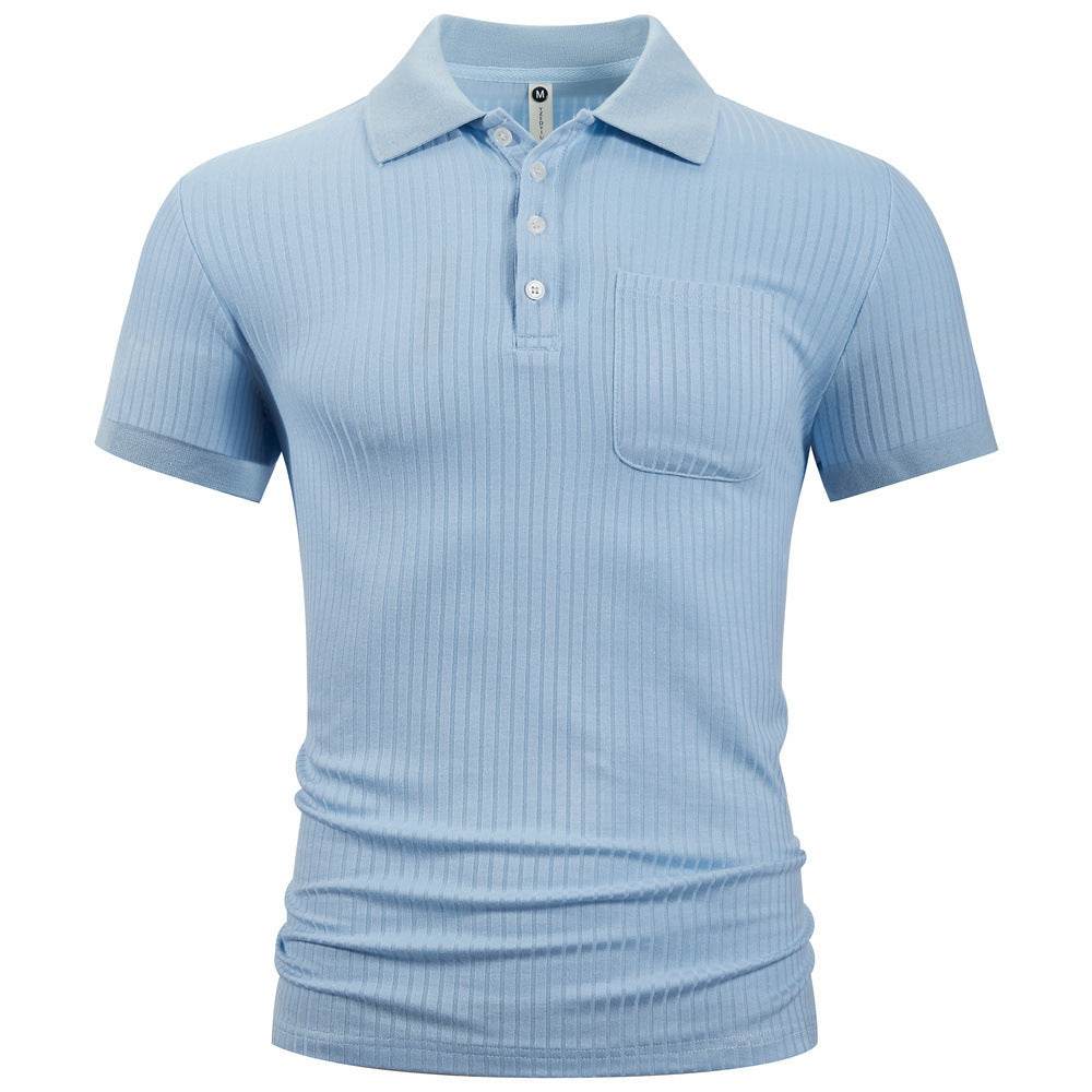 Trendy Men's Cotton Stripe Short Sleeve Shirt - Slim Fit for Summer - Buy Center US