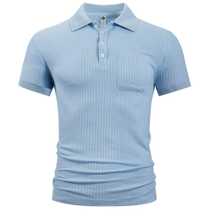 Trendy Men's Cotton Stripe Short Sleeve Shirt - Slim Fit for Summer - Buy Center US