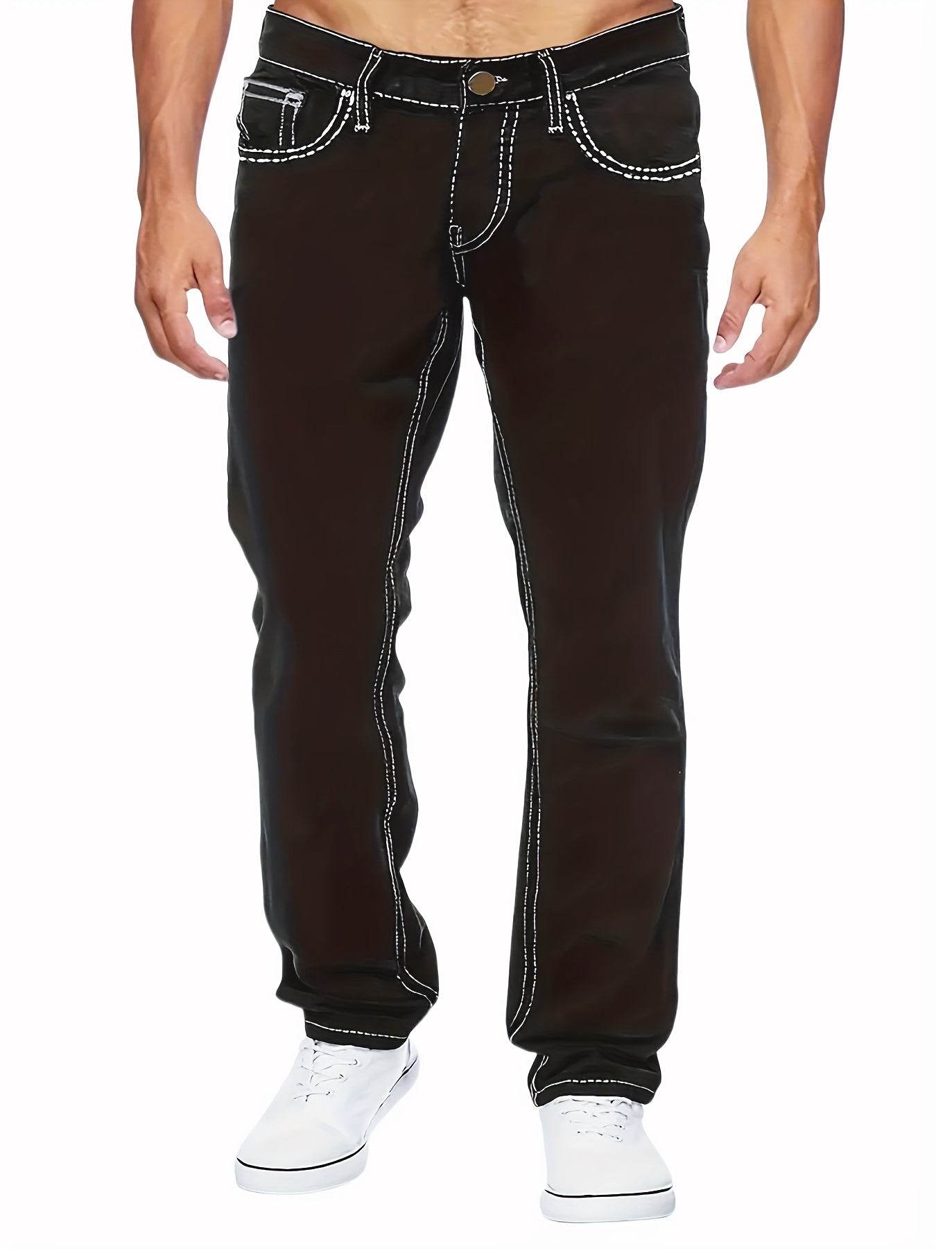 Men’s All-Season Solid Color Washed Denim Jeans - Slight Stretch Fit - Buy Center US