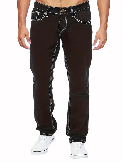 Men’s All-Season Solid Color Washed Denim Jeans - Slight Stretch Fit - Buy Center US