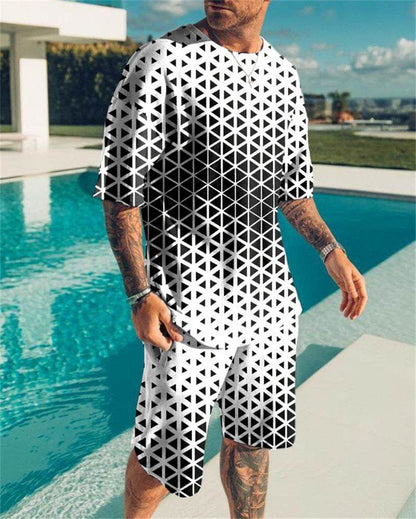 Simple Men's 3D Print Oversized Shirt & Shorts Set - Comfortable Style - Buy Center US