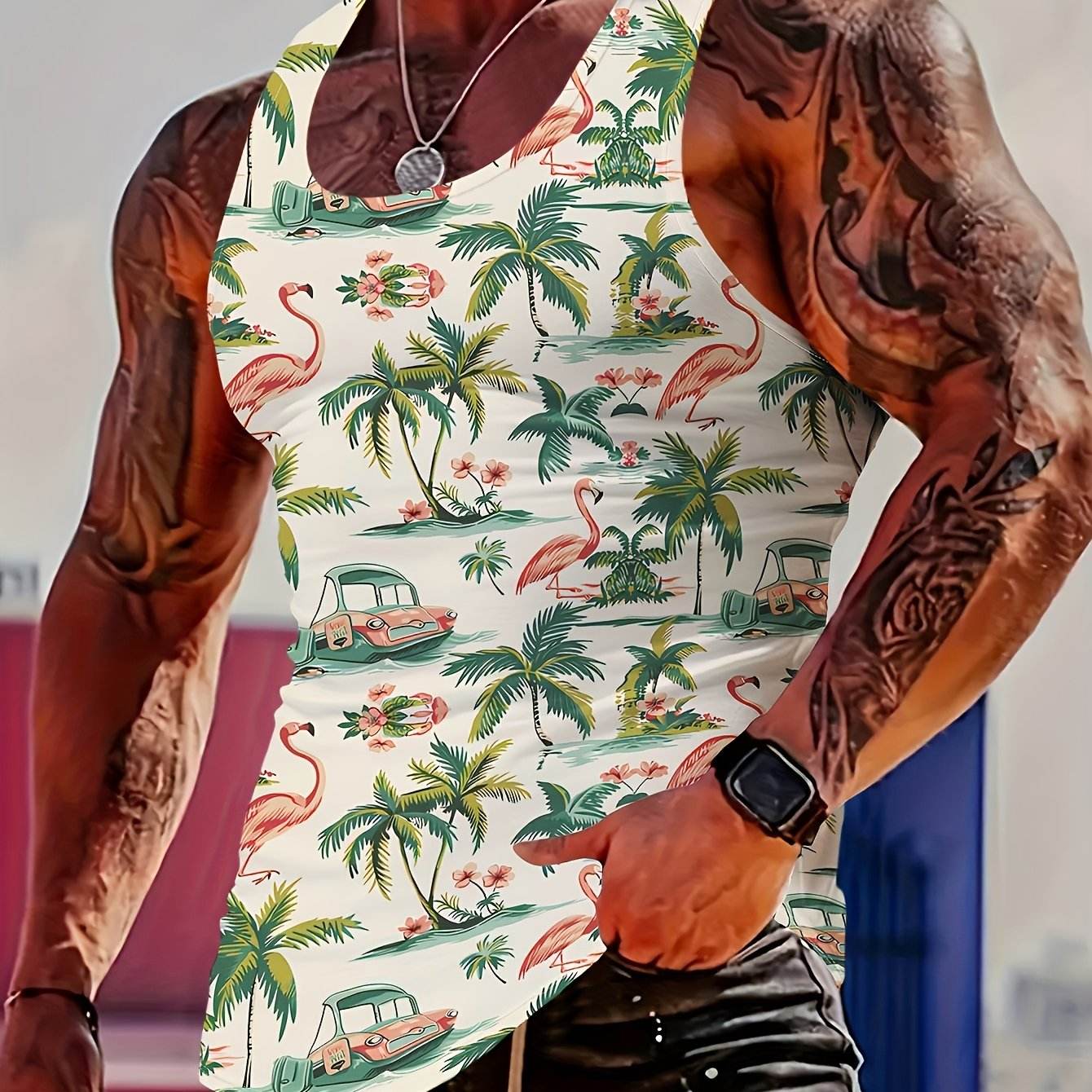 MBD Men's Stylish Lion Print Tank Top - Casual Sleeveless Summer Wear - Buy Center US