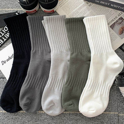 Buycenter Men's Mid-Calf Socks - Pure Color Casual Sports Style - Buy Center US