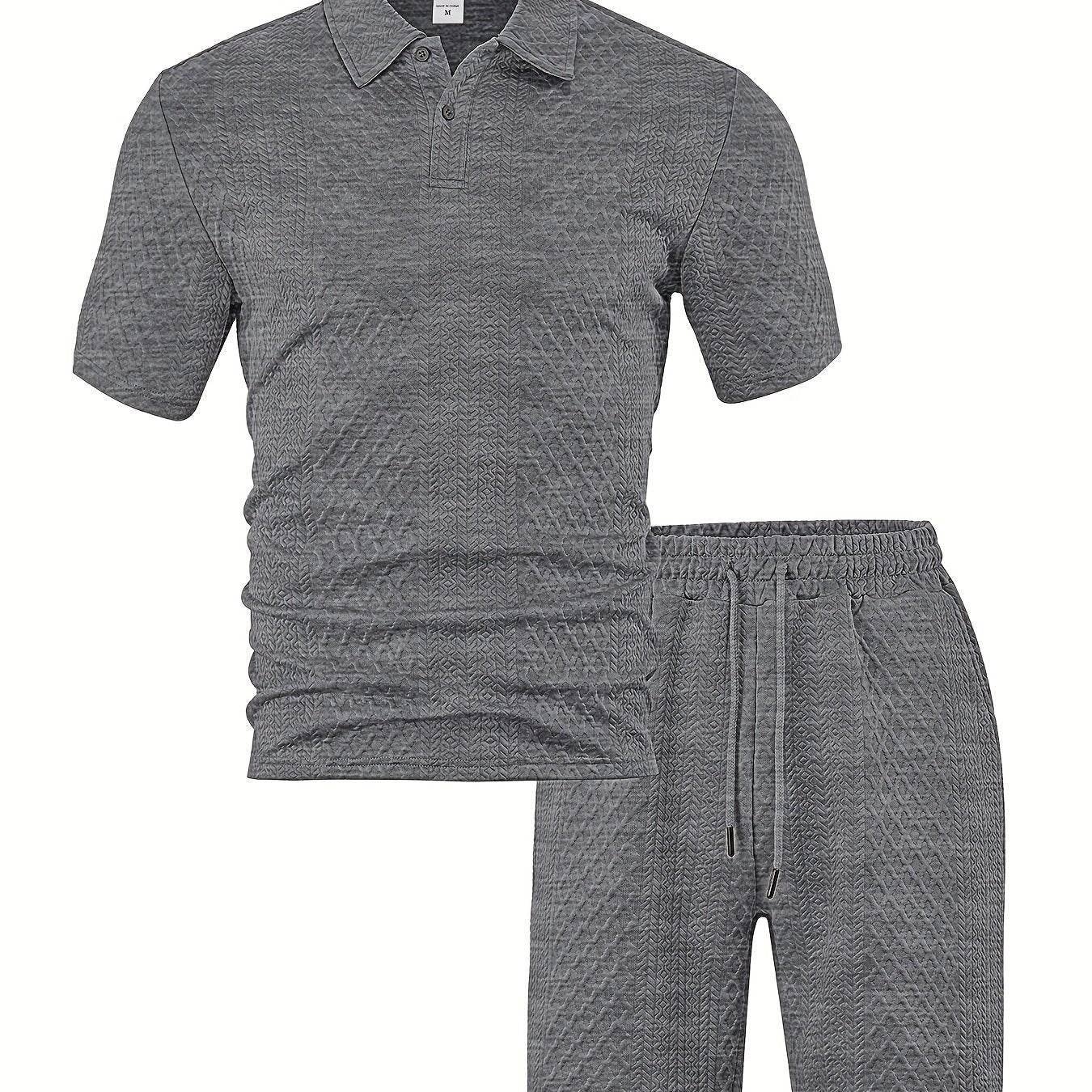 Men's Summer Jacquard Two-Piece Set - Casual Short Sleeve Sports Outfit - Buy Center US