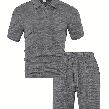 Men's Summer Jacquard Two-Piece Set - Casual Short Sleeve Sports Outfit - Buy Center US