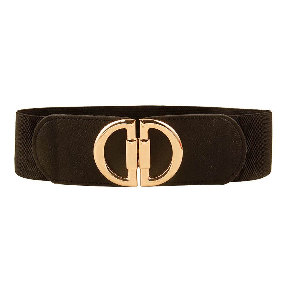 Stylish Women's Wide Belt with Elastic Buckles - Multiple Colors Available - Buy Center US