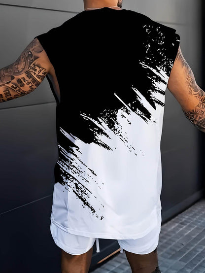 Ti Lixia Gradient 3D Printing Men's Vest - Comfortable Sleeveless Casual T-Shirt - Buy Center US