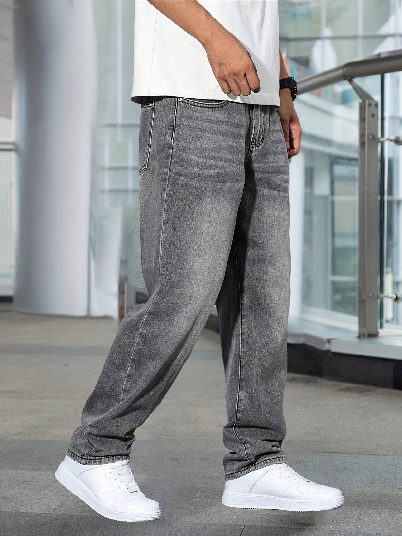 Men’s Light Blue Stretch Denim Jeans - All-Season Casual Regular Fit - Buy Center US