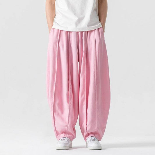Men's Loose Wide Leg Cargo Bloomers - Solid Color, Multiple Sizes Available - Buy Center US