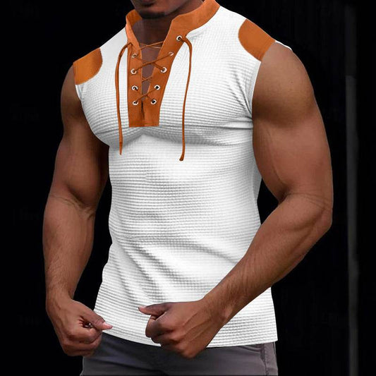 Casual Multicolor V-Neck Sleeveless T-Shirt - Summer Essential for Youth - Buy Center US