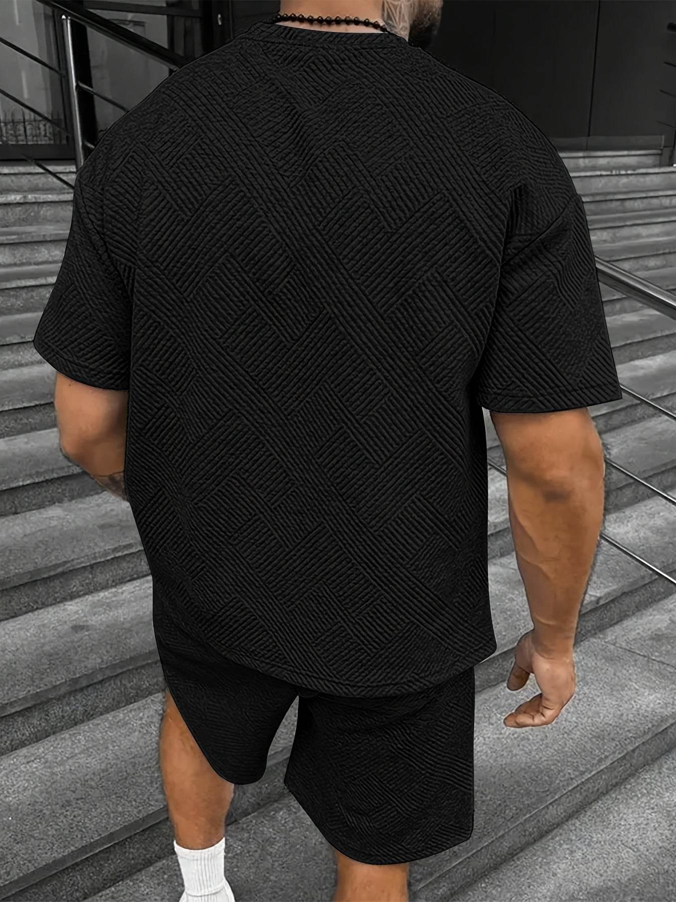 Men’s Vintage Two-Piece Set - Loose-Fit T-Shirt & Drawstring Shorts - Buy Center US