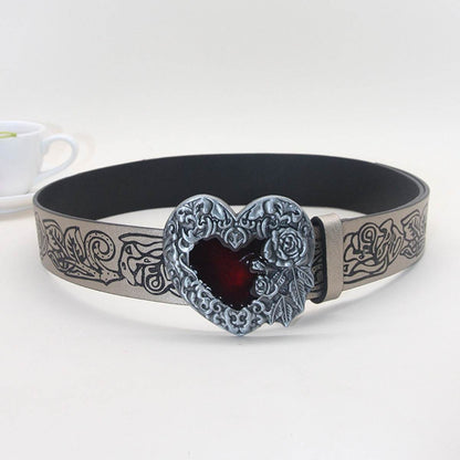 Vintage Punk Retro Embossing Love Belt - Stylish PU Leather Accessory - Buy Center US