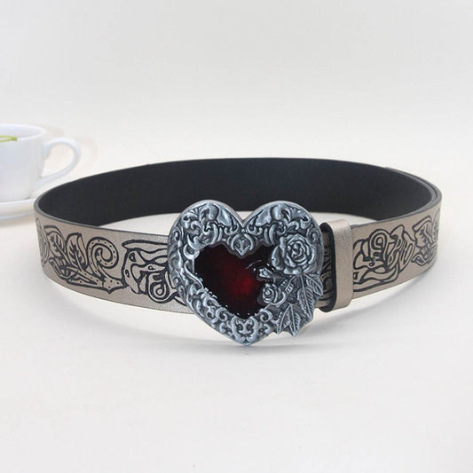 Vintage Punk Retro Embossing Love Belt - Stylish PU Leather Accessory - Buy Center US