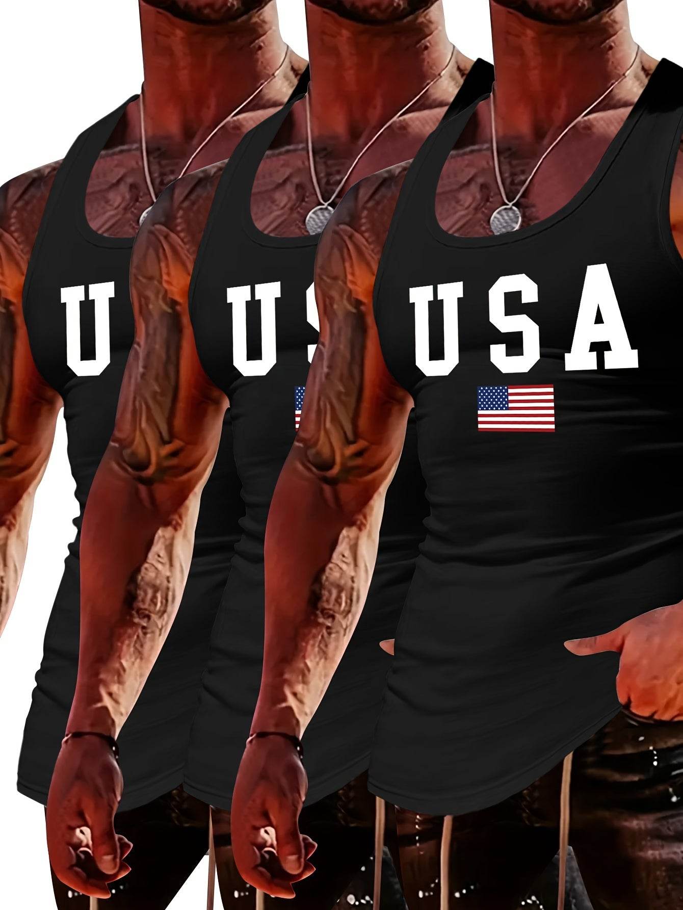 MBDMBD Men's USA Flag Tank Top - Slim Fit, Breathable Polyester Blend - Buy Center US