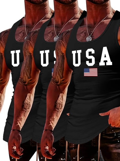 MBDMBD Men's USA Flag Tank Top - Slim Fit, Breathable Polyester Blend - Buy Center US