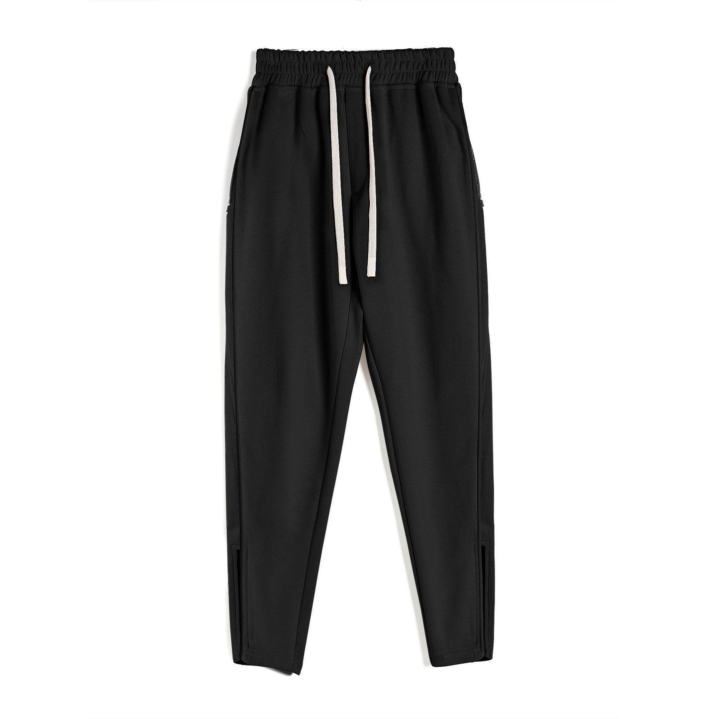 Slim Fit Ankle Banded Pants - Zipper Design & Drawstring Style - Buy Center US