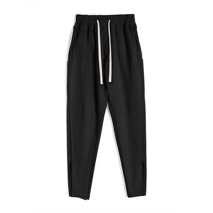Slim Fit Ankle Banded Pants - Zipper Design & Drawstring Style - Buy Center US
