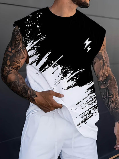 Ti Lixia Gradient 3D Printing Men's Vest - Comfortable Sleeveless Casual T-Shirt - Buy Center US