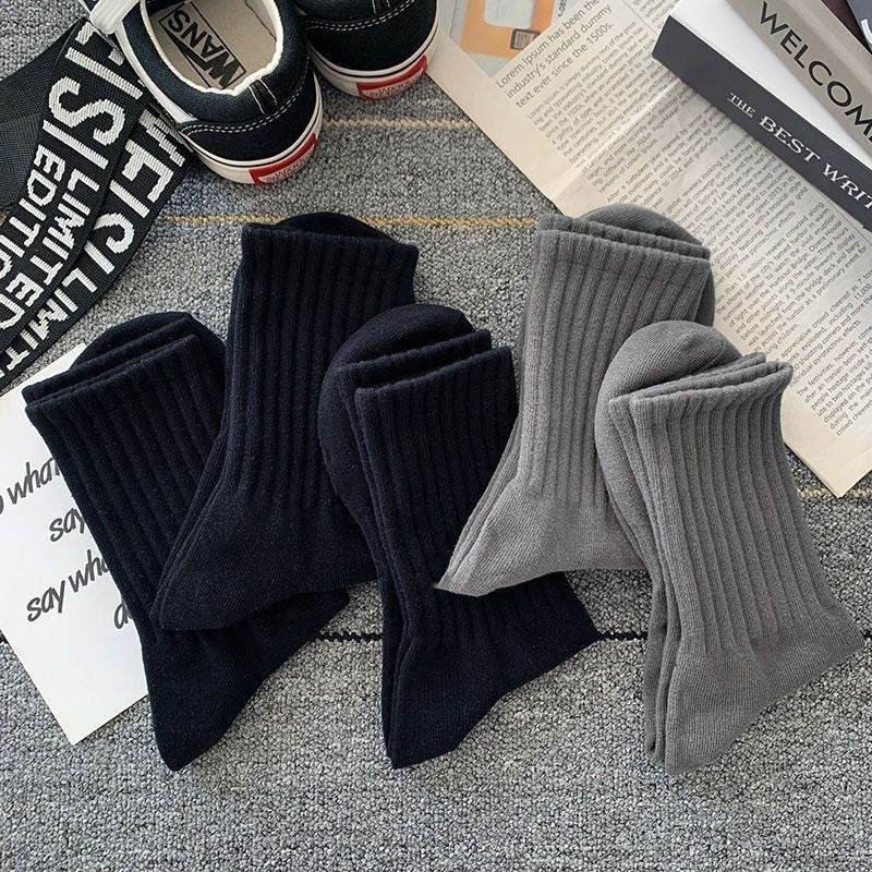 Buycenter Men's Mid-Calf Socks - Pure Color Casual Sports Style - Buy Center US