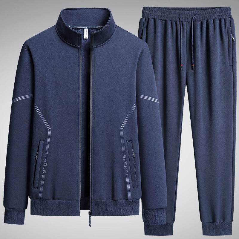 Buycenter Men's Fleece-Lined Sports Suit - Thick Two-Piece Set - Buy Center US