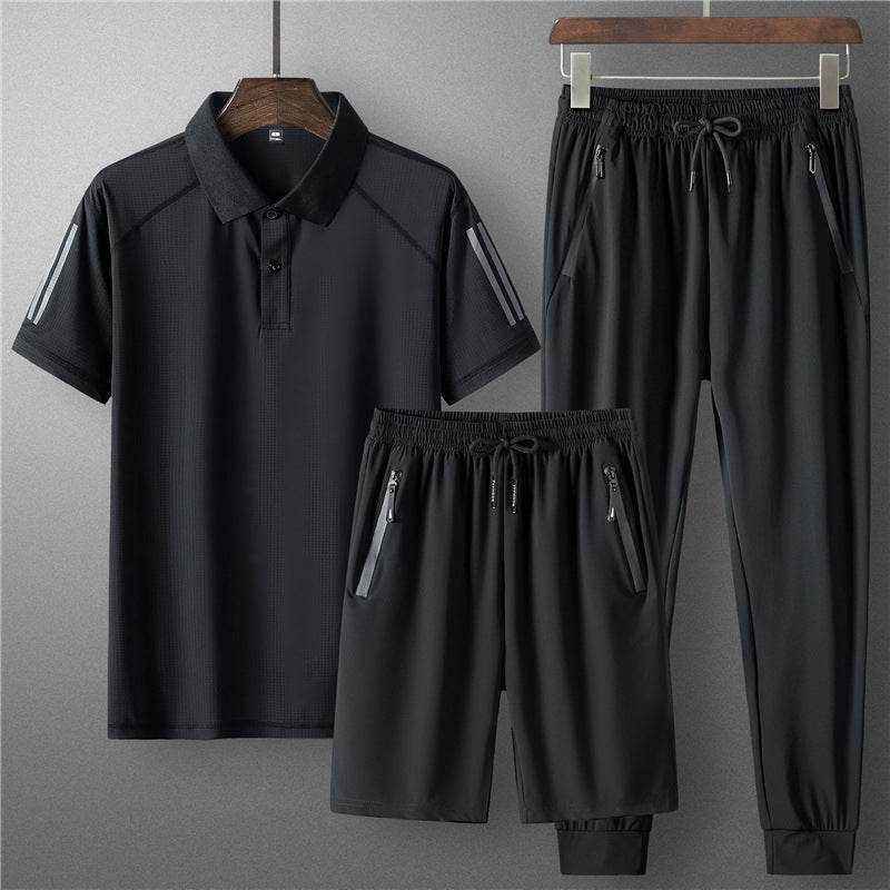 Buycenter Men's Summer Sports Suit - Ice Silk, Casual & Comfortable - Buy Center US