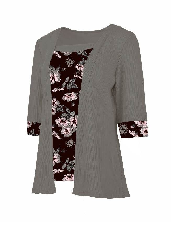 Women's Printed Two-Piece Half Sleeve T-Shirt - Stylish Comfort Top - Buy Center US