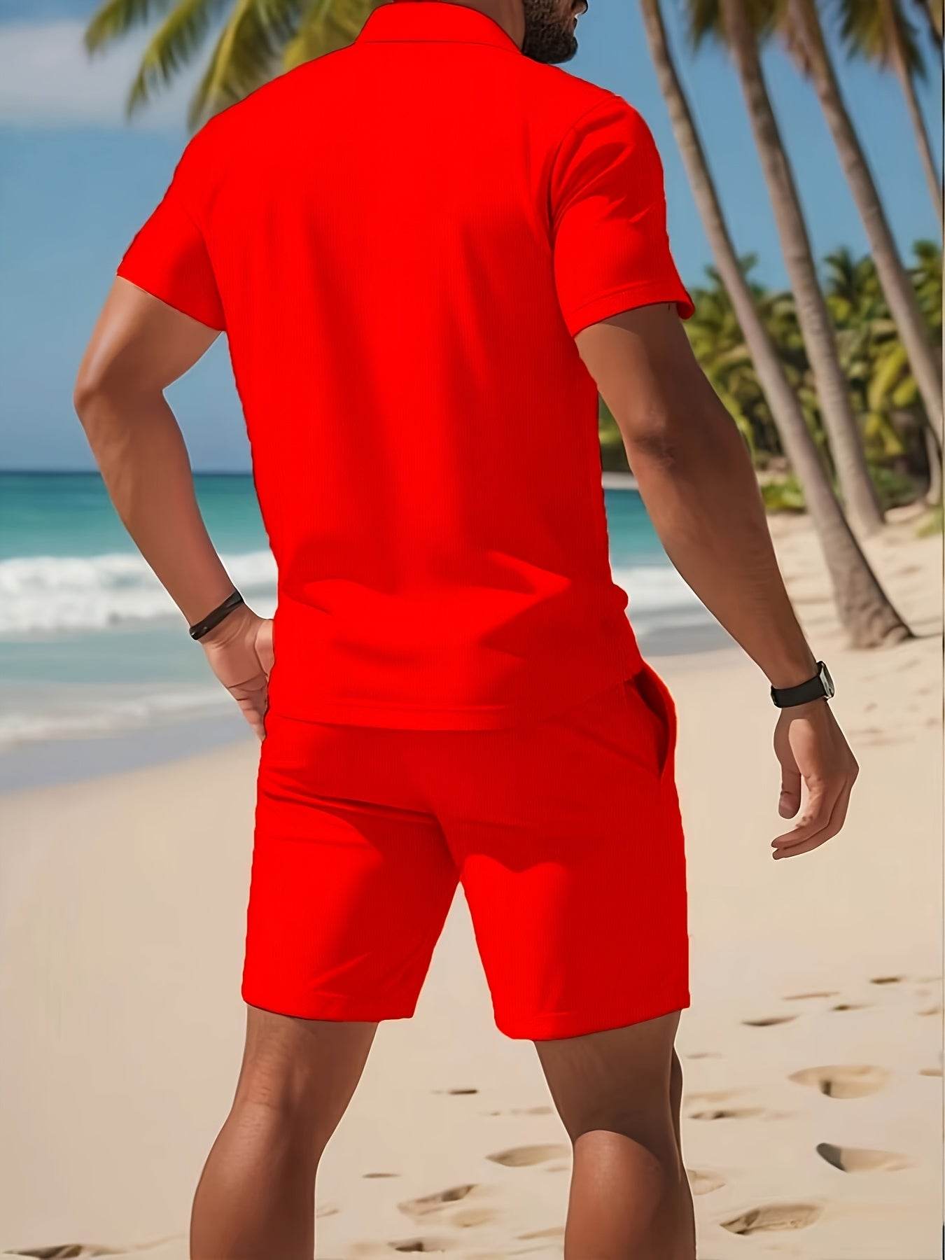 Men's Casual Summer Polo & Shorts Set - Breathable Quick-Dry Fabric - Buy Center US
