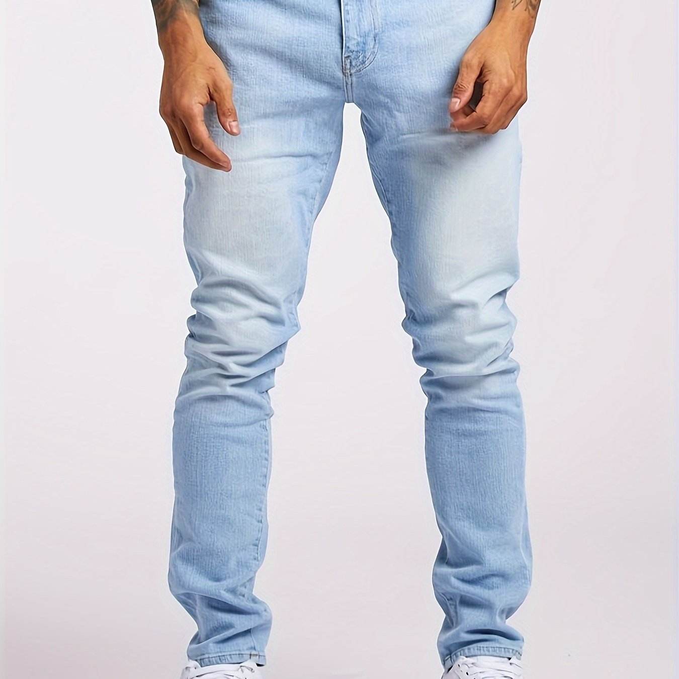 Men's Slim Fit Distressed Denim Jeans - Stretchy All-Season Casual Wear - Buy Center US
