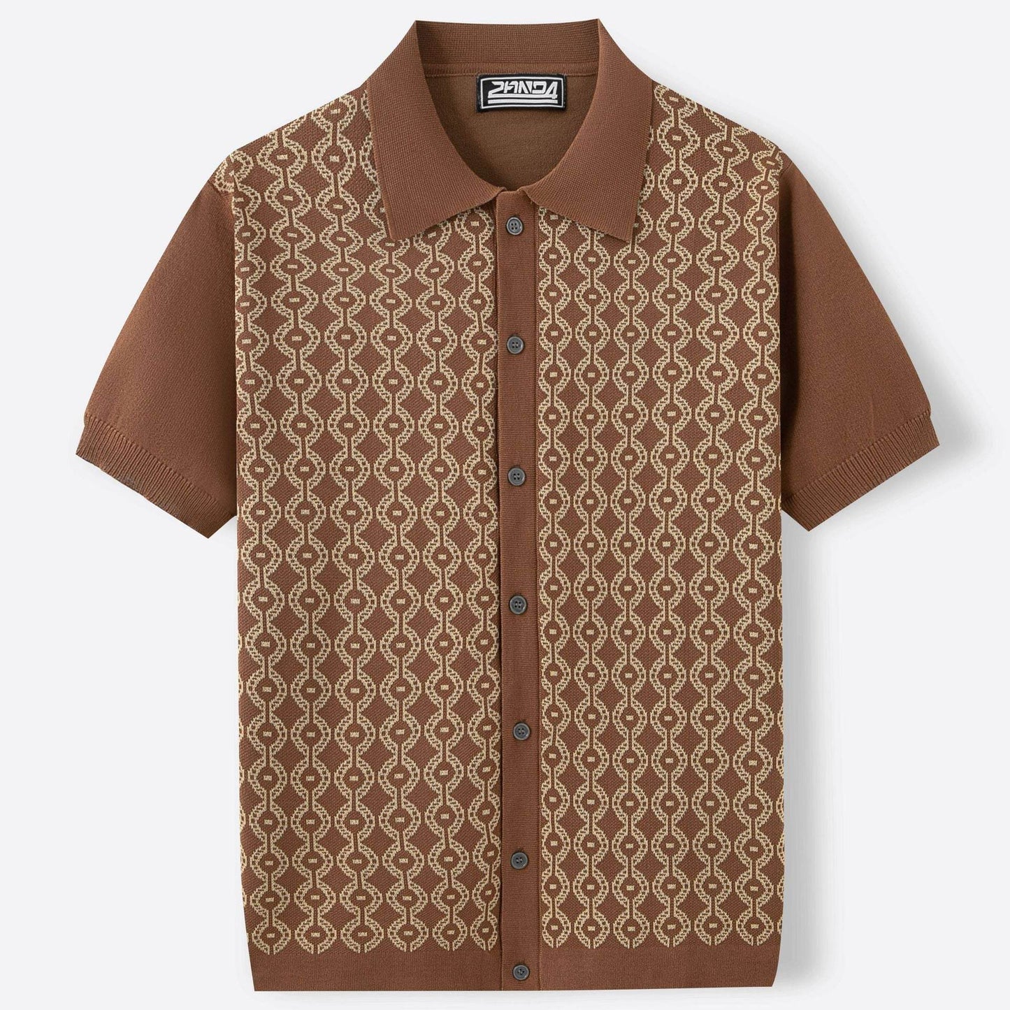 Summer Tencel Short-Sleeved Cardigan for Men - Geometry Pattern, Casual Style - Buy Center US