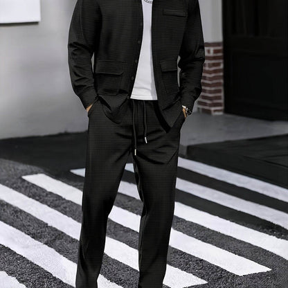 Men's Versatile Long-Sleeve Shirt & Jogger Set - 8 Shades for Every Occasion - Buy Center US