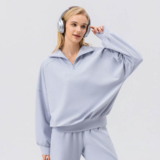 Women's Half Zipper Long Sleeve Sweatshirt - Casual Running and Fitness - Buy Center US