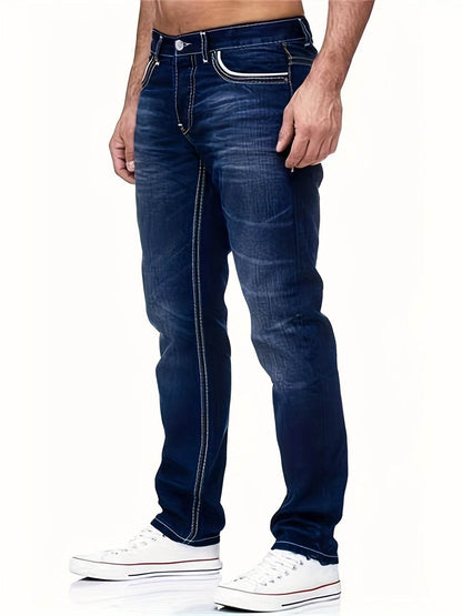Men's Distressed Skinny Jeans - Medium Stretch Denim Pants for Casual Style - Buy Center US