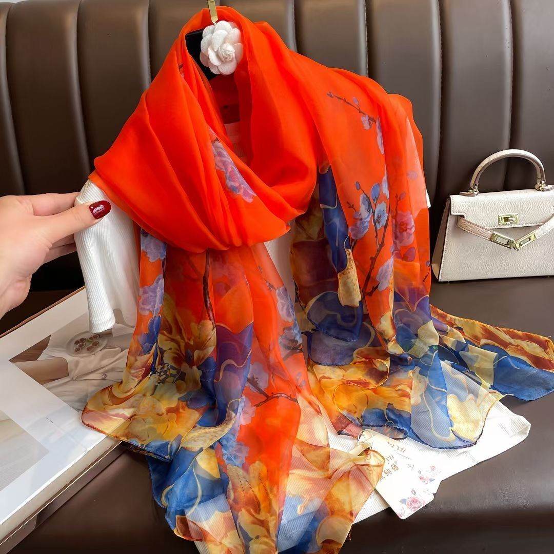 Elegant Long Silk Scarf - Mysterious Forest Design for Spring Fashion - Buy Center US