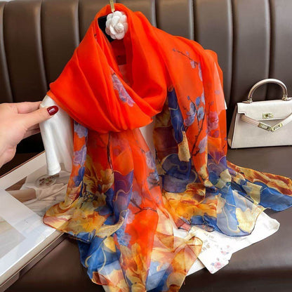 Elegant Long Silk Scarf - Mysterious Forest Design for Spring Fashion - Buy Center US