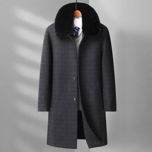Buycenter Wool Overcoat for Men - Warm Plaid Design for Winter - Buy Center US