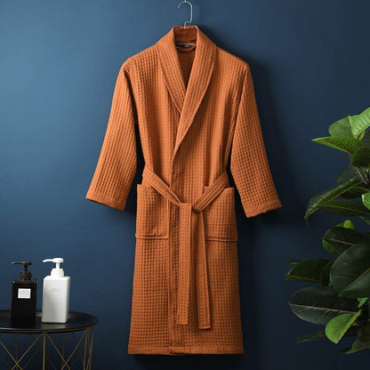 Buycenter Pure Cotton Bathrobe - Long Waffle Nightgown for Couples - Buy Center US