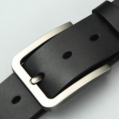 Buycenter Men's Cowhide Leather Belt - Single-Layer with Alloy Buckle - Buy Center US