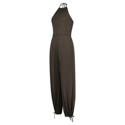 Women's Halter Fitness Jumpsuit - Breathable Viscose, Lightweight Design - Buy Center US