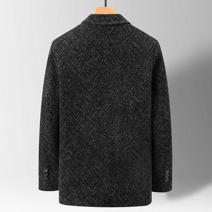 Buycenter Casual Chenille Suit Jacket for Men - Slim Fit Dark Blue & Brown - Buy Center US